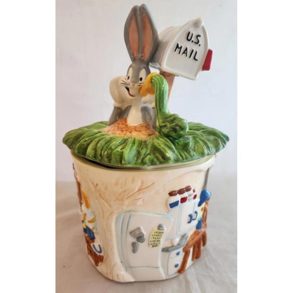 Vintage Y2K 90s Bugs Bunny Cookie Jar Hole Sweet Hole Warner Brothers Studio